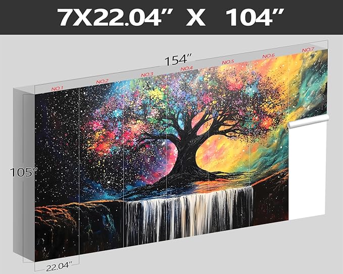 XMPMBM-Tree of Life Forest backsplash Large Decorative Wallpaper Colorful Graffiti Tree Waterfall Bedroom Bathroom Wall Mural- W 154" X H 105"（112 Square Foot）