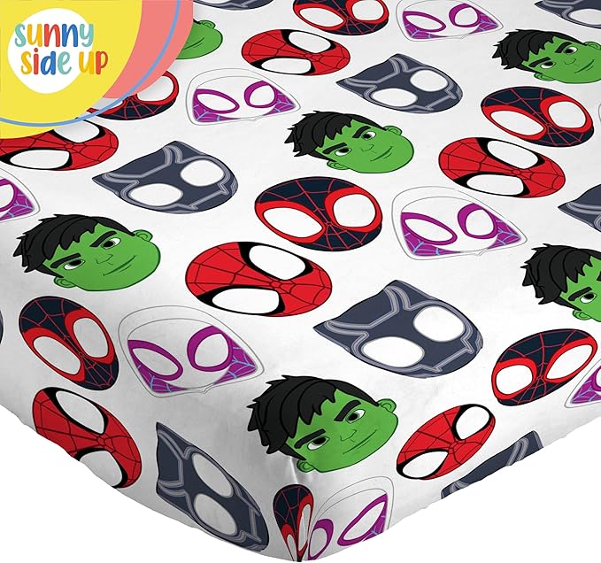 Sunny Side Up Spidey & His Amazing Friends Toddler Sheet Set - 3 Piece Toddler Bedding Set Includes Pillow Cover - Super Soft Superhero Microfiber Sheets Features Miles Morales & Ghost Spider