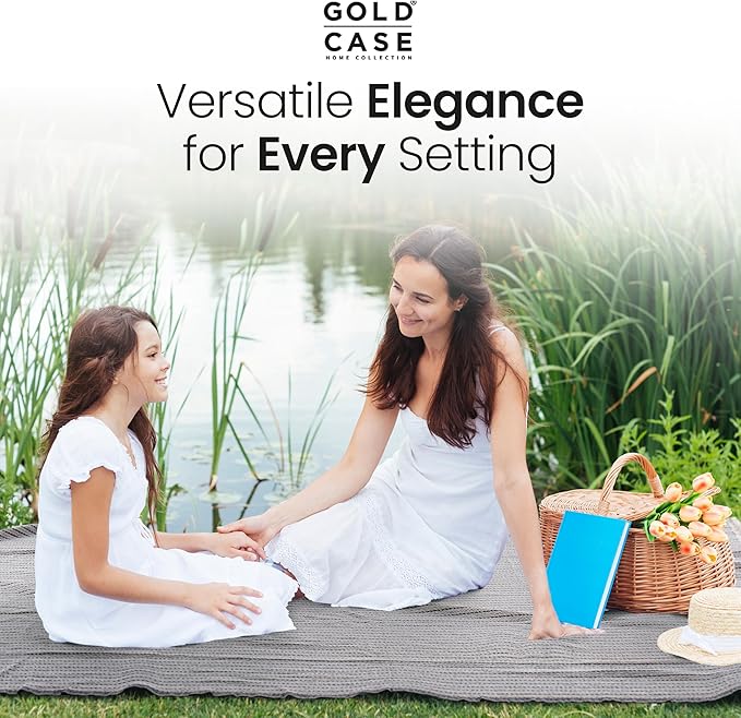 Gold Case Throw Blanket for Couch - 100% Recycled Turkish Cotton Blankets & Throws - Vintage Soft Throw Blankets for Living Room - Boho Decorative Woven Couch Blanket - 50x60 - Navy Blue