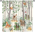 Woodland Animal Curtains, Cartoon Wild Rustic Forest Animals Pattern Window Treatments, Rod Pocket Thermal Insulated Drapes 2 Panel Sets for Kids Bedroom Nursery Classroom, 42" W X 45" L【Decor】