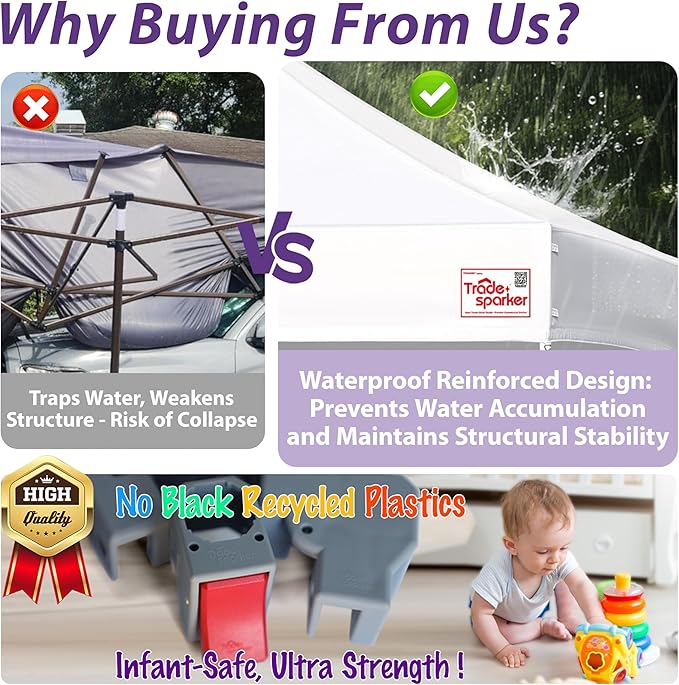 Tradesparker 10x20 Pop Up Canopy Tent,Commercial Movable Canopy with ApexCore LED & Rugged Casters-Instant Easy Setup Shelter Canopies with Weight Bags & Stakes for Oudoor Events Markets Vendors,Black
