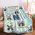 Personalized Custom Panda Blanket Gifts for Kids Boys Girls with Name - Customized Panda Super Soft Lightweight Flannel Sheets Decor for Crib Nap Couch - 90"x120" for Whole Family