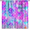 Dream Mermaid Curtains for Kids Boys Girls Ocean Theme Colorful Rainbow Fish Tail Blackout Window Treatment for Bedroom Nursery Room Decor Window Drapes 42" W X 54" L