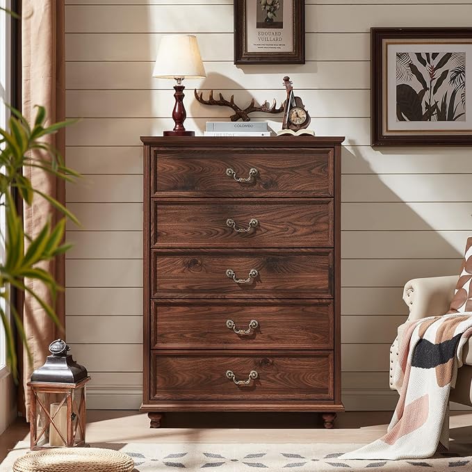 Bedroom Dresser Sets, 54" Wide 7 Drawers Dresser and 45" Tall 5 Drawers Dresser, Wooden 2 Piece Bedroom Furniture Set, Chest of Drawer for Bedroom, Home, Living Room, Hallway, Brown