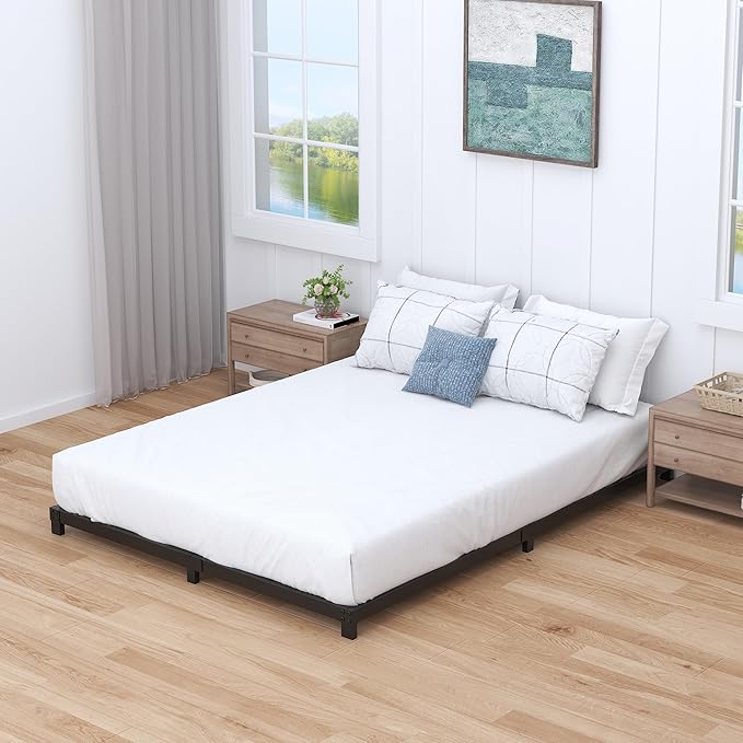 3 inch Cal King Bed Frame Low Profile, California King Bed Frames No Box Spring Needed, Heavy Duty Metal, Easy Assembly, Black