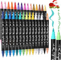 30 Colors Acrylic Paint Pens Markers Waterproof Dual Tip Acrylic Marker Set Brush & Fine Tip Stocking Stuffers Rock Wood Fabric Glass Ceramic Markers Christmas Gifts for Teens DIY Crafts