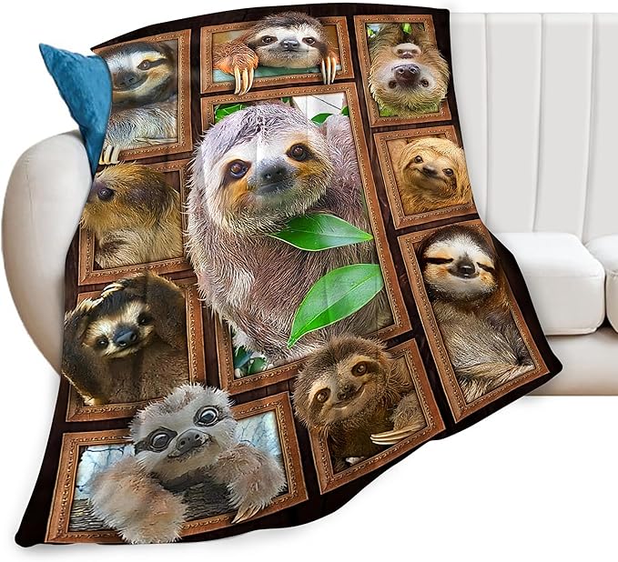 Sloth Throws - Soft Warm Cozy Fleece Blanket for Women, Men, Kids & Adults - 80"x60"