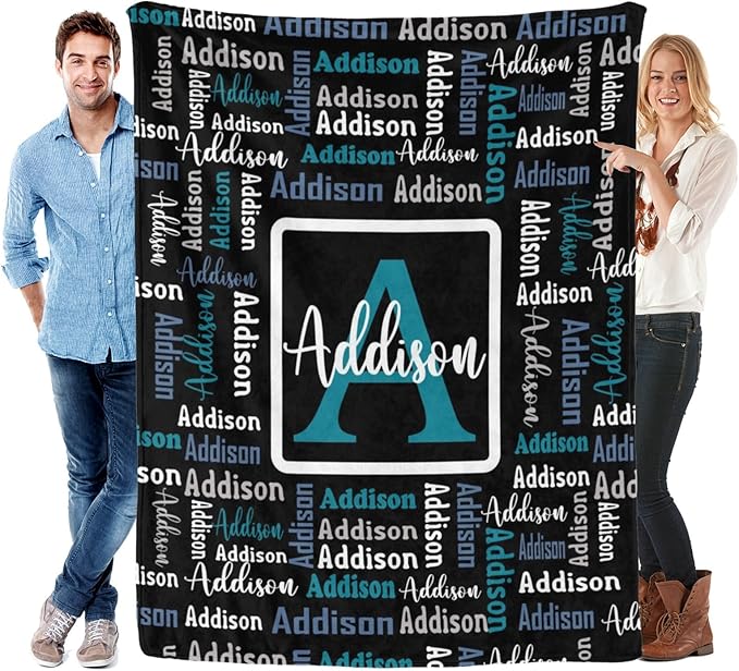Dr.TOUGH Name Blanket Personalized Blanket for Adult Kids Flannel Customized Personalized Blankets and Throws