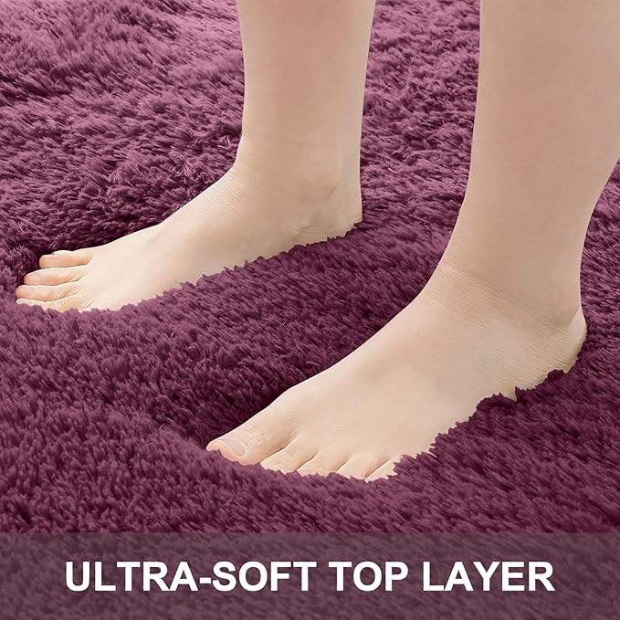 OLANLY 5x7 Machine Washable Large Area Rugs for Living Room, Bedroom, Soft Fluffy Shaggy Bedside Rug, Indoor Floor Carpet for Kids Girls and Boys, Dorms, Nursery, Home Decor Aesthetic, Burgundy