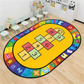 Kids Hopscotch Area Rug, 5x8ft, Playmat for Boys & Girls, Alphabets and Numbers Educational Learning & Fun Game Oval Rug, Soft Non-Slip Machine Washable Rug for Playroom Classroom Nursery