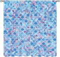Mermaid Blackout Curtains, Kids Cartoon Blue and Pink Ocean Mermaid Scale Pattern Decoration for Girls Bedroom Nursery Curtains 55x63 Inch