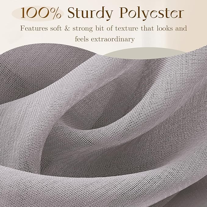 Dreaming Casa Grey Sheer Curtains 204 Inches Long, Rod Pocket & Back Tab Light Filtering Textured Sheers for Living Room Bedroom, 2 Panels, Each 52" W x 204" L