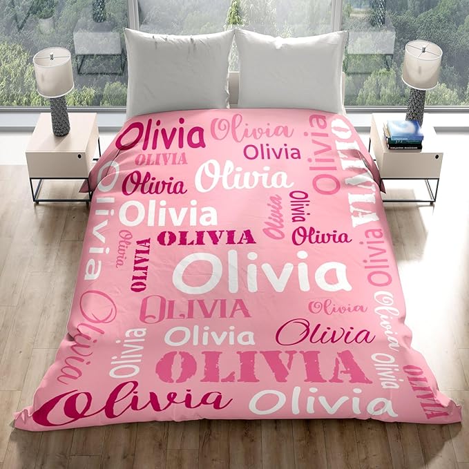 Gudina Custom Blanket with Name, Customized Name Blanket for Kids, Personalized for Women Men