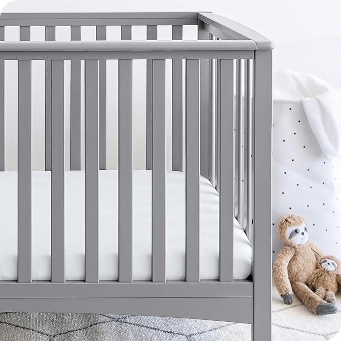 Bare Home 2-Pack Fitted Crib Sheets - Premium 1800 Ultra-Soft Microfiber - Breathable - Baby Sheet - for Boys & Girls - Fits Standard Crib and Toddler Mattresses (Cloud Grey/White)