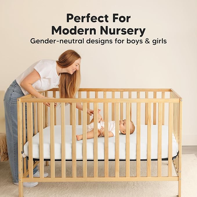 2-Pack Waterproof Crib Sheets for Girl, Boy - Organic Cotton 52X28 Fitted Crib Sheets Neutral,Crib Mattress Protector Sheets,Soft Toddler Bed Sheets,Washable Infant Fitted Baby Crib Sheets(Soft White)