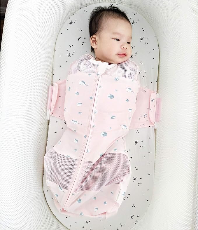 Happiest Baby SNOO Sleep Sack - 100% Organic Cotton Baby Swaddle Blanket - Doctor Designed Promotes Healthy Hip Development - 3-Pack Bundle (Graphite Planets, S, M, L)