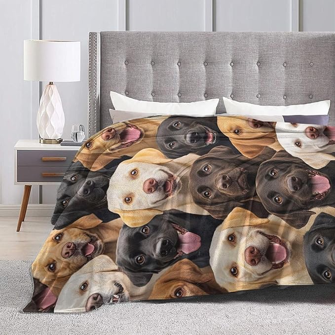 Labrador Blanket for Girls Boys Chocolate Retriever Throw Blankets Soft Cozy Warm Fuzzy Fleece Bedding Flannel Dog Throws Stuffed Animal Gifts for Labrador Lovers Kids Men Women Bedroom Decor 80"x60"