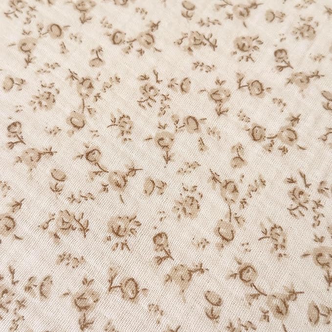 BuLuTu Kids Duvet Cover Soft 2-Layer Cotton Muslin Floral Duvet Cover Beige Comforter Cover Bedding Duvet Protector, 60"x78", Camellia Print (Pillowcases Not Included)