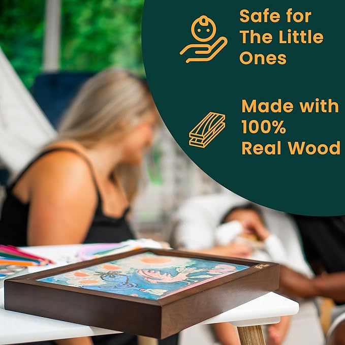 ArtKiddo® Patented Magnetic Kids Artwork Frame with Storage – Changeable Front-Opening Kids Art Frame Holds 250 Drawings – 8.5x11 Children’s Art Display for Wall or Tabletop – Playroom Wall Decor (Brown)
