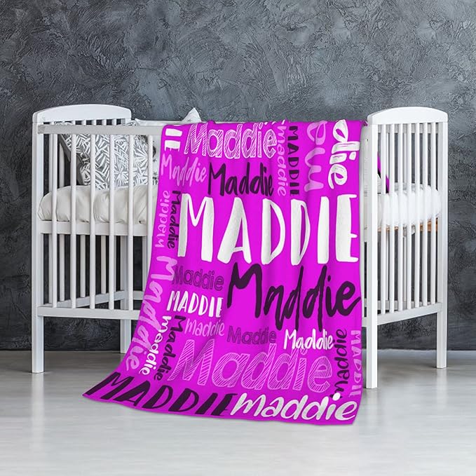 Dr.TOUGH Personalized Blankets with Name Customized Baby Blankets for Girls Boys Adults Monogrammed Blankets and Throws Christmas Birthday Mothers Fathers Valentines Day Gift (Magenta,30''×40'')