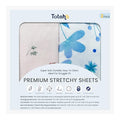 TotAha Premium Stretchy Crib Sheets (2-Pack)-Hypoallergenic, Silky Comfort, Buttery Soft, Calming Effect, All-Season Jersey-Knit Sheets, 28 X 52 X 9'' (Blue Flower & Small Floral)