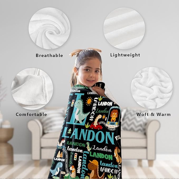 Custom Dinosaur Truck Blanket Gifts for Girls Boys Women - Super Soft Cozy Warm Throw Sheet for Couch Bed Sofa Office Decor All Season 40"x50" for Kids/Children