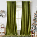 StangH Olive Green Curtains 90 inch Length Soft Velvet Privacy Assured Window Drapes for Nursery Bedroom Heavy Thermal Insulated Panels for Living Room, W52 x L90, 2 Panels