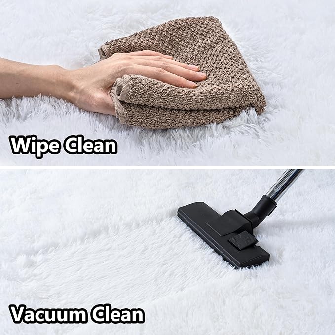 White Area Rugs 9x12 Living Room - Super Soft Fluffy Rug Non Slip Large 9 by 12 Area Rug for Bedroom Washable