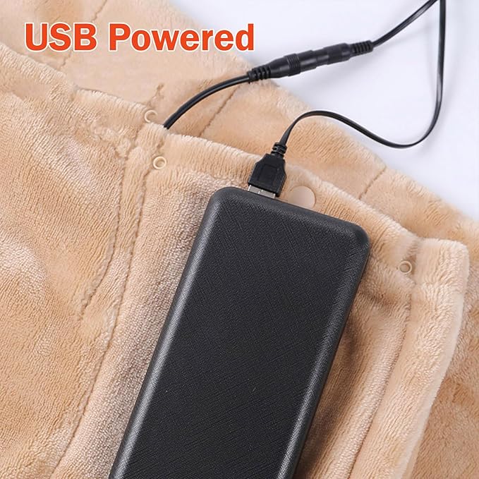 Portable Heated Blanket Throw - USB Charging Flannel Electric Blankets, Fast Heating Warming Winter Throw Blanket for Women, Machine Washable (Gray, 55X31 Inches)