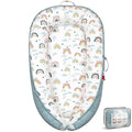 Baby Lounger - Baby Lounger for Newborn 0-24 Months, Breathable & Soft Baby Nest, Portable and Lightweight Lounger for Home and Travel, Ideal Newborn Babies Essentials (Blue-Rainbow)