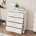4 Drawers Tall White Dresser for Bedroom, 44.45" Metal Dressers & Chests of Drawers Curved Corner Design, Storage Organizer Drawer Chest with Large Capacity for Living Room, Entryway, Hallway