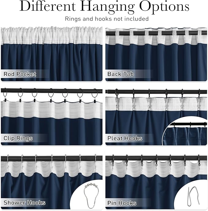 StangH Blue Curtains 102 inches Long Super Soft Velvet Blackout Thermal Insulated Bedroom Drapes Back Tab for French Sliding Door/Living Room, Navy Blue, W52 x L102, 2 Panels