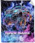 Kids Blanket Gifts Personalized Truck Blankets for Toddler, Boys - Custom Cozy Fuzzy Car Flannel Throws Stuff for Couch, Sofa & Bed