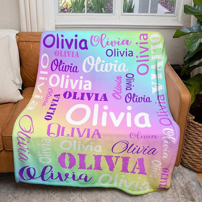 Gudina Personalized Name Blankets and Throws, Custom Blanket with Name, Personalized Christmas Blanket Gifts for Women Men