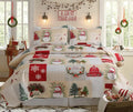 Christmas Quilt Set King Size Bedding Xmas Home Decor Holiday Quilt Lodge Snowman Plaid Patchwork Lightweight Quilt Set Bedding Reversible Christmas Bed Set