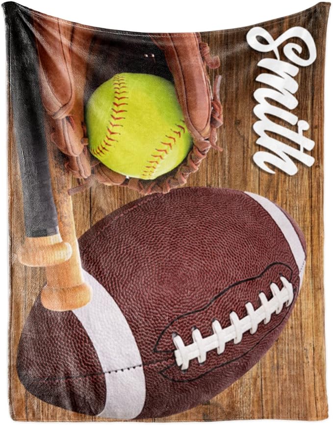 Custom Infant Softball Blanket: Personalized Name and Number Blankets for Baby Kids Boys Girls Teen Mother's Day Father's Day Birthday Easter Gifts(40"x50")