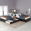 Harper & Bright Designs L-Shaped Platform Bed Frame with Trundle and Drawers Linked with Built-in Desk for Kids Boys Girls, Twin, Espresso