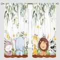 YCness Forest Animal Curtains, Watercolor Wild Animal Bear Fox Deer Kids Window Treatments for Living Room Bedroom, Green Woodland Tree Kids Drapes 2 Panel Sets,52x84 Inch