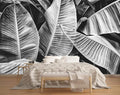 Grey Leaf Wallpaper Tropical Banana Leaves Wall Mural Wallpaper for Bedroom Living Room TV Background Wall Covering(Not Peel n' Stick)