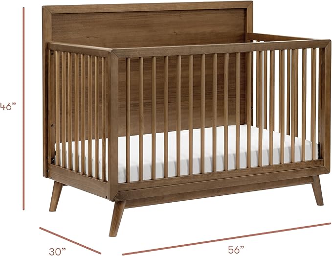 babyletto Palma 4-in-1 Convertible Crib with Toddler Bed Conversion Kit in Natural Walnut, Greenguard Gold Certified