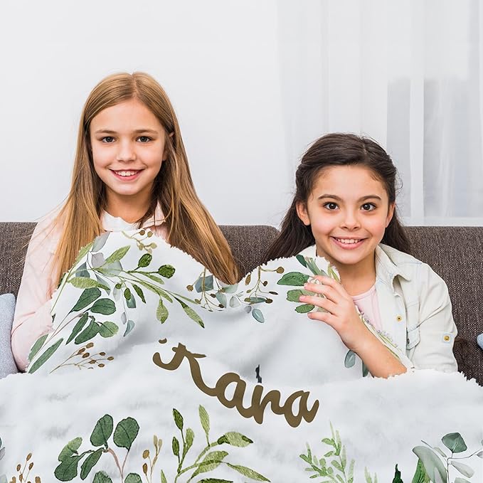 Ship Next Day, Personalized Receiving Baby Blankets for Boys, Custom Woodland Baby Boy Gifts Blanket with Name, Newborn Swaddle Toddler Blanket, Customized Blankets for Kids Christmas Birthday Gifts
