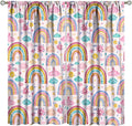 Kids Rainbow Curtains Boho Cartoon Colorful Stars Pink Lovely Rainbow Abstract Art Pattern Print Window Drapes for Bedroom Living Room Kitchen Decor,2 Panel Set,84x84 Inch Blackout