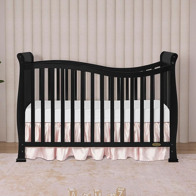 Dream On Me Violet 7 in 1 Convertible Life Style Crib in Black, Greenguard Gold Certified 58x29x39 Inch (Pack of 1)