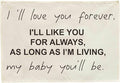 Nursery Wall Decor-Hanging Rectangular Canvas Banner Flag Poster Wall Decoration for Baby Kids Boy Girl,Bedroom Playroom Door Decor,Baby Shower Christmas Gift-I’ll Love You Forever,28.5"L×20"W