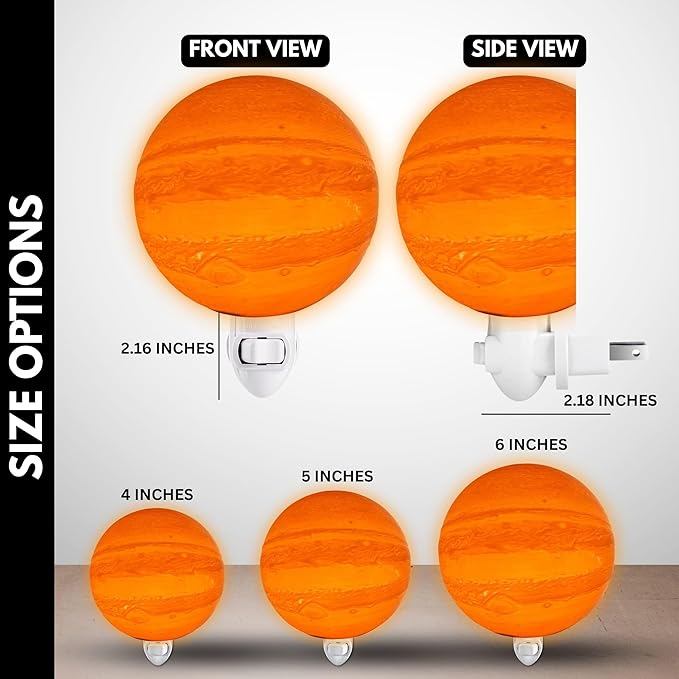 Moon Night Lights | Night Lamp LED Light | 3D Solar System NightLight, Planet Home Décor, Space Nursery, Kids Room, Space Gift, Birthday Gifts, Bedroom Decorations (Jupiter, 5 Inch)