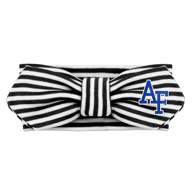 Creative Knitwear Air Force Falcons Infant Girls Black/White Striped Hair Knot Headband Embroidered Logo - Size Newborn - 4T