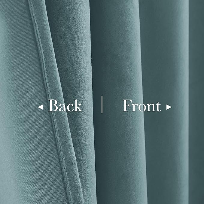 StangH Dark Slate Velvet Curtains Room Darkening Thermal Insulated Drapes for Bedroom Living Room Home Theater, Soft Window Treatment, Back Tab 52x96 inches, 2 Panels