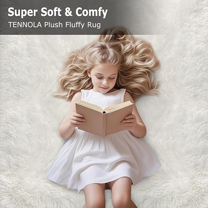 White Fluffy Rug for Bedroom Living Room, 2x3 Small White Area Rug Furry Throw Bedside Rug for Dorm, Non-Slip Entryway Indoor Front Door Mat, Soft Plush Shag Carpet Washable for Nursery Kids