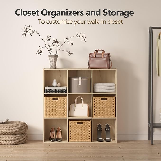 Wooden 6-Cube Storage Organizer with Closed Back Panel, 11.34" Cube Shelf Opening, Bookshelf, Display Shelf for Living Room, Bedroom, Home Office, 35.98" L x 9.45" W x 24.09" H, White Oak
