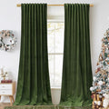 StangH Moss Green Curtains 92 inches Long Super Soft Velvet Room Darkening Thermal Insulated Window Drapes Back Tab Christmas Decor for Bedroom Living Room, W52 x L92, 2 Panels